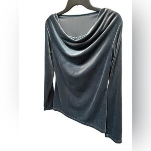 Women’s Faux Velvet Cowl Neck Long Sleeve Top - Medium